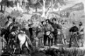 Spiessrutenlaufen, eine militaerische Leibesstrafe, die bis ins 19. Jahrhundert ueber einfache Soldaten verhaengt wurde, historischer Holzstich, ca. 1888